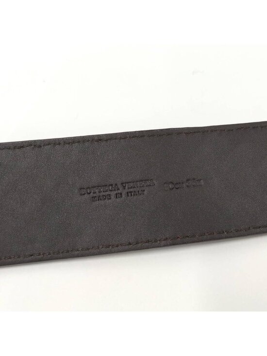 Bottega Veneta Intrecciato Belt Leather Dark Brown Silver